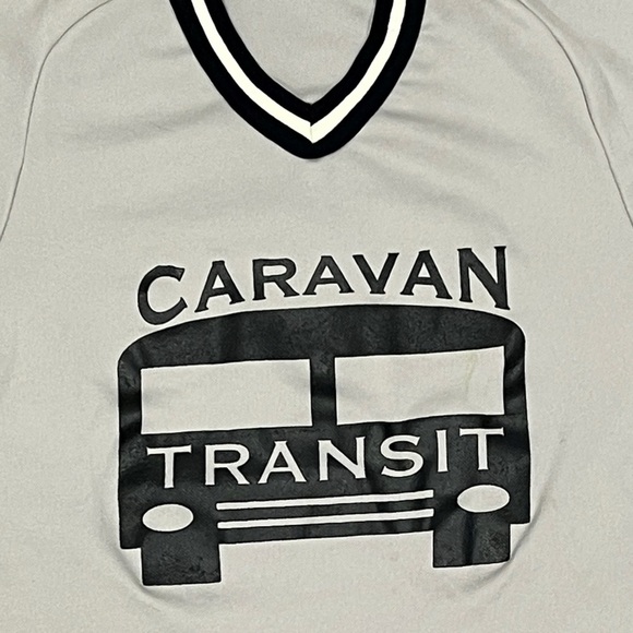 Vintage 1990s Caravan Transit Bus Gray Softball Baseball Sports Jersey - Picture 3 of 8